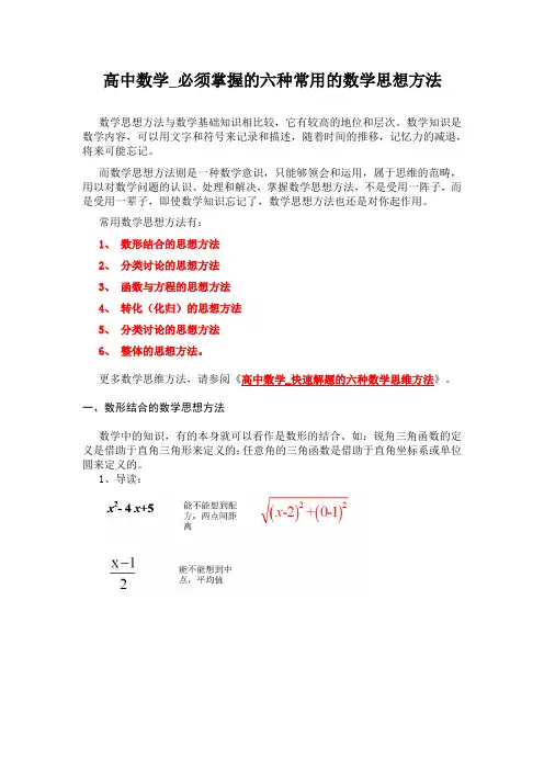 高中数学_必须掌握的六种常用的数学思想方法