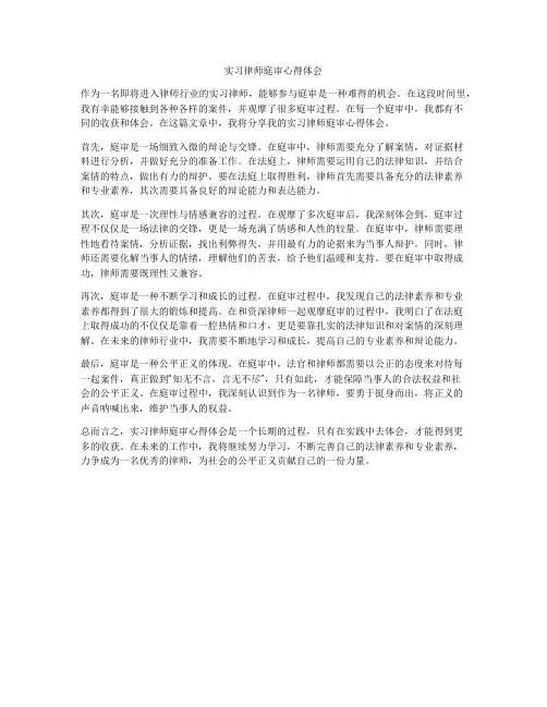 实习律师庭审心得体会