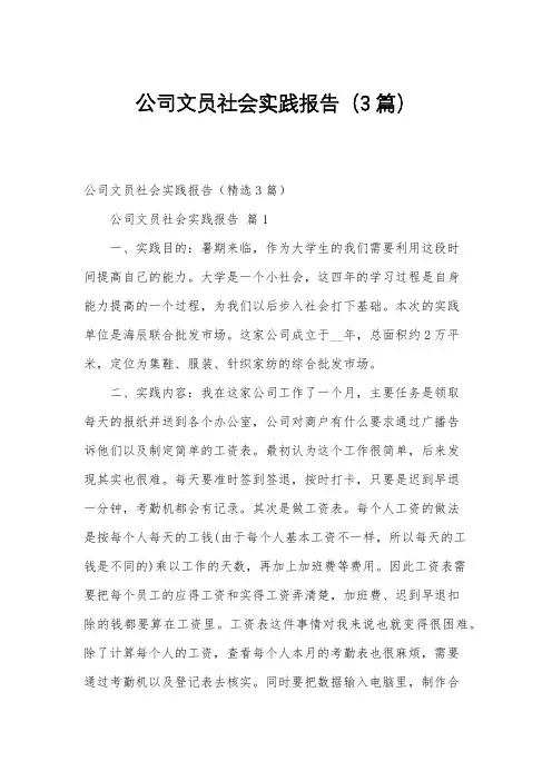 公司文员社会实践报告(3篇)
