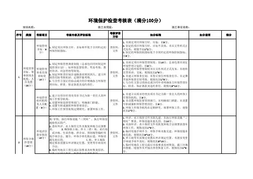 环境保护检查考核表