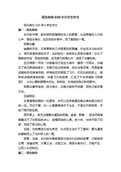 因为有你500字小学生作文