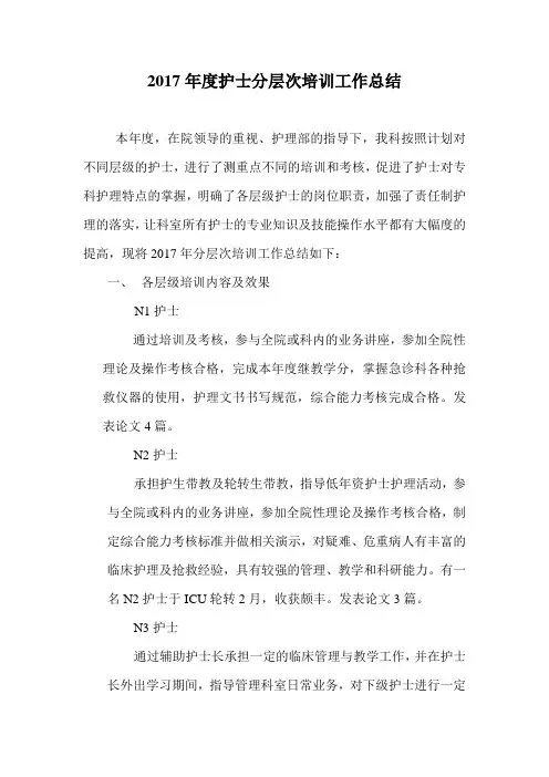 (完整)2017年度护士分层次培训工作总结,推荐文档