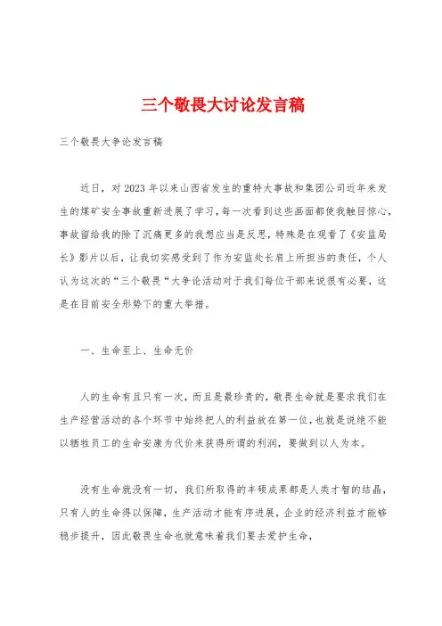 三个敬畏大讨论发言稿