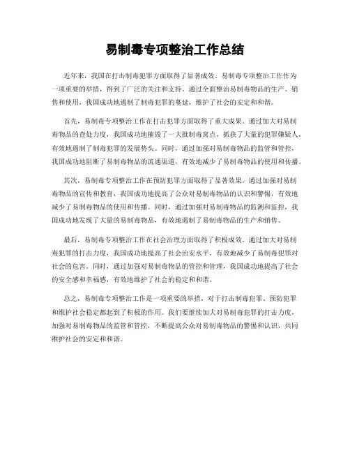 易制毒专项整治工作总结
