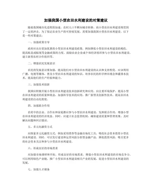 加强我国小型农田水利建设的对策建议