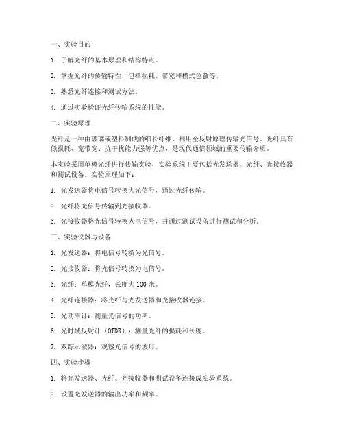 光纤专题实验报告