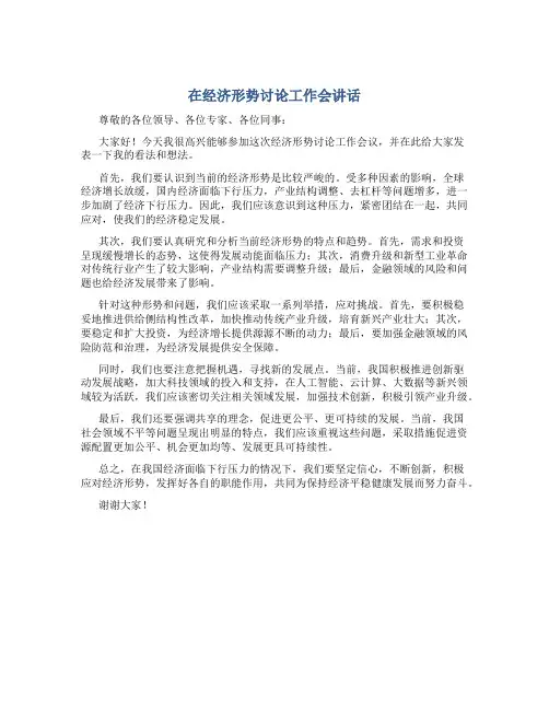 在经济形势讨论工作会讲话