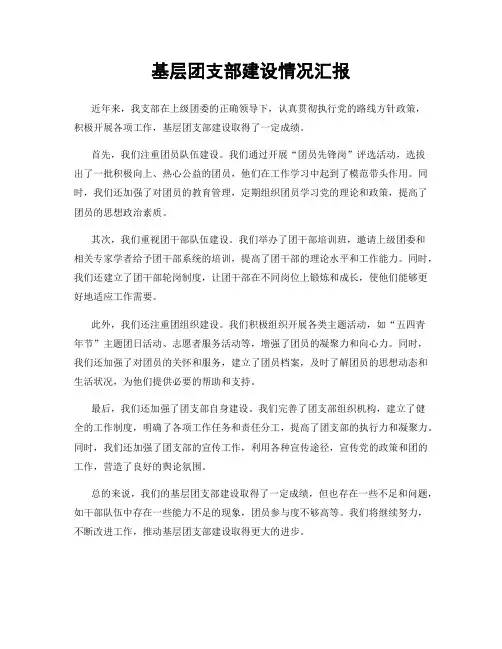 基层团支部建设情况汇报