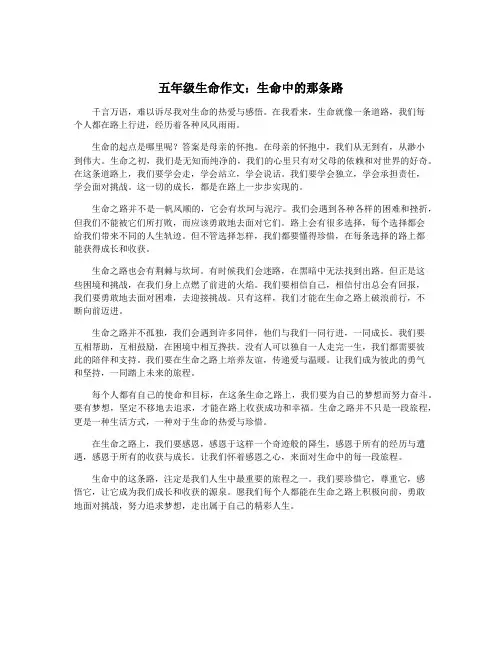 五年级生命作文：生命中的那条路