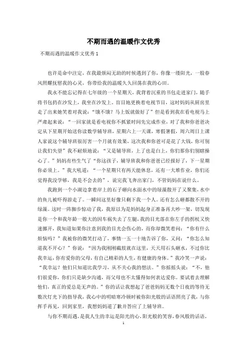 不期而遇的温暖作文优秀