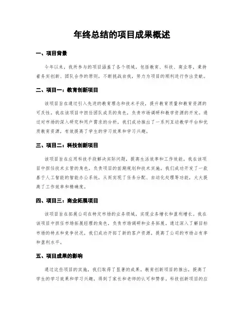 年终总结的项目成果概述