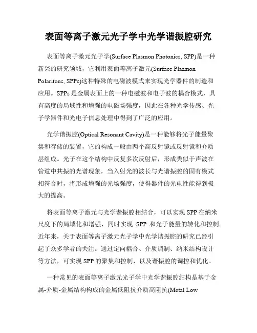 表面等离子激元光子学中光学谐振腔研究
