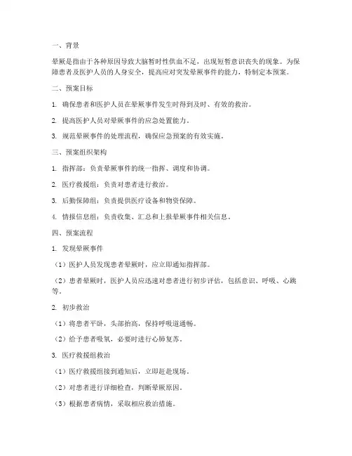 晕厥应急预案及演练