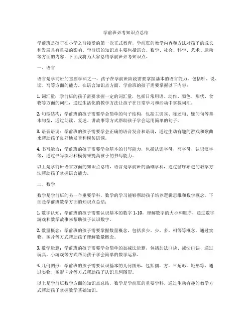 学前班必考知识点总结