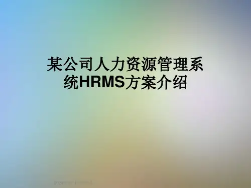 某公司人力资源管理系统HRMS方案介绍