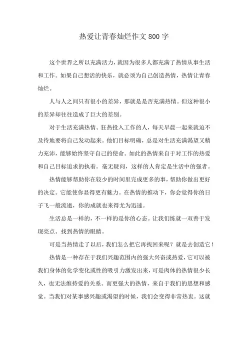 热爱让青春灿烂作文800字