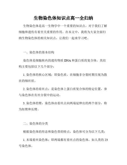 生物染色体知识点高一全归纳