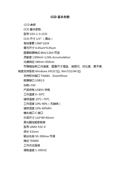 CCD基本参数