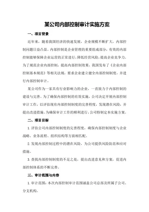 某公司内部控制审计实施方案