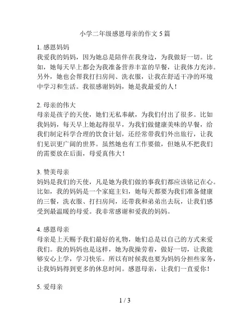 小学二年级感恩母亲的作文5篇