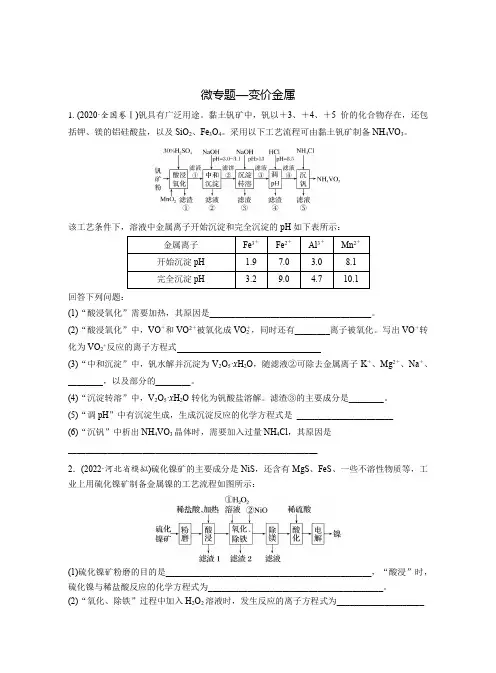 高中化学：微专题—变价金属