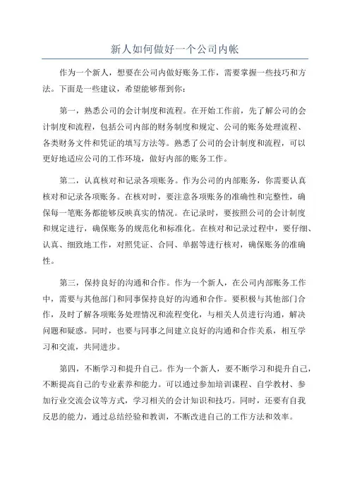 新人如何做好一个公司内帐