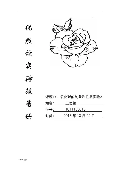 二氧化碳的制备和实验性质实验
