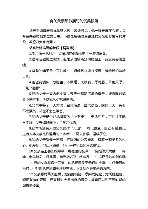 有关父亲细节描写的优美段落