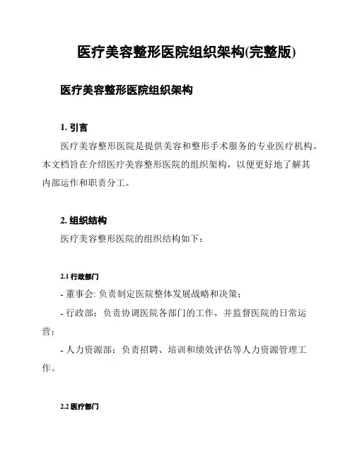 医疗美容整形医院组织架构(完整版)