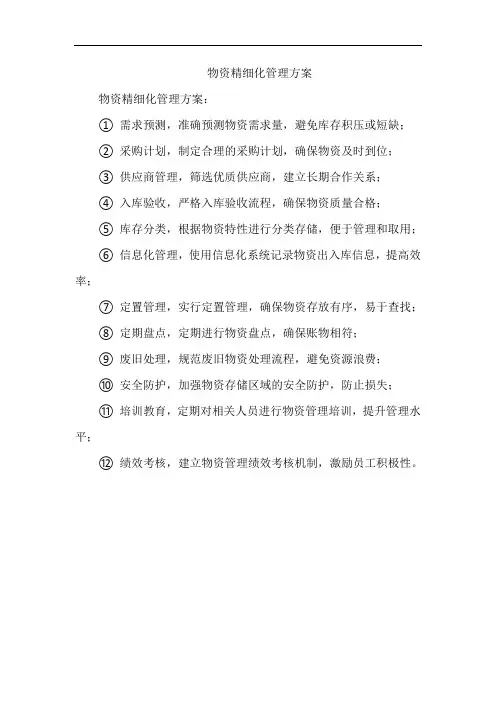 物资精细化管理方案