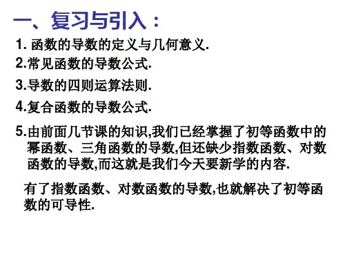 高三数学对数函数与指数函数的导数1(PPT)5-4