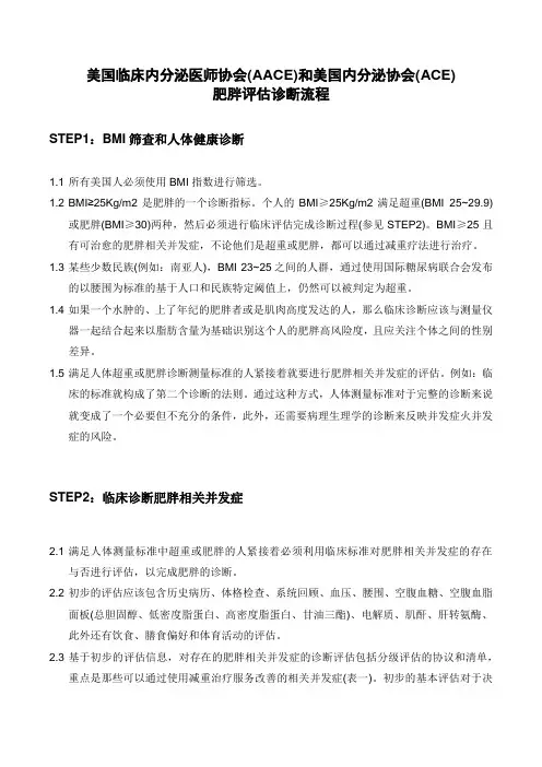 AACE和ACE最新肥胖相关并发症程度评价流程