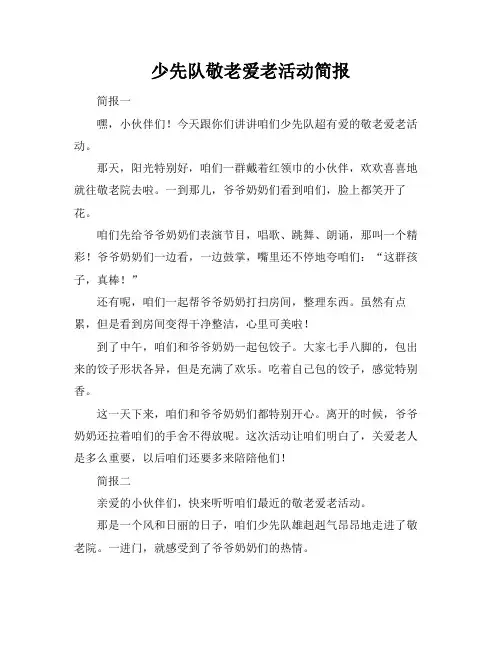 少先队敬老爱老活动简报