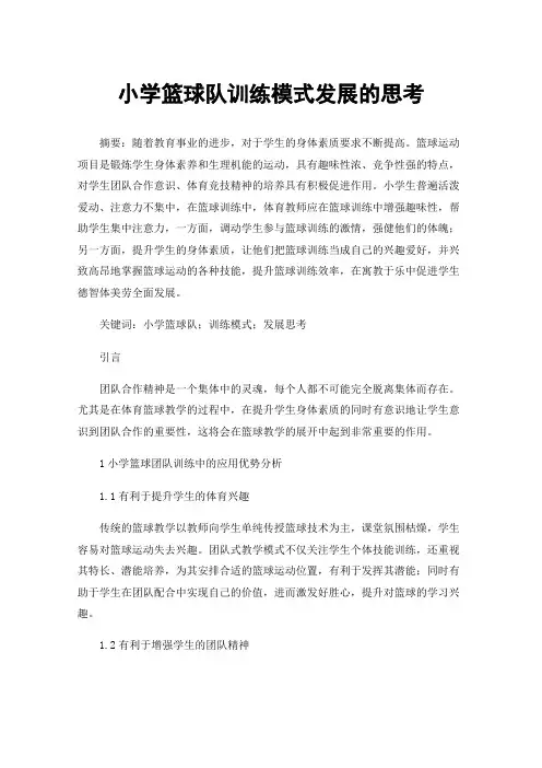 小学篮球队训练模式发展的思考