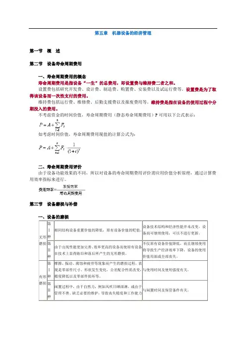 注册资产评估师考试辅导-机电设备评估基础第五章机器设备的经济管理讲义14版