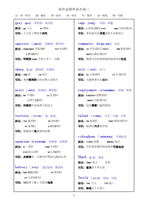  快速记忆英语单词--高中必修单词拆分文档--高二必修5