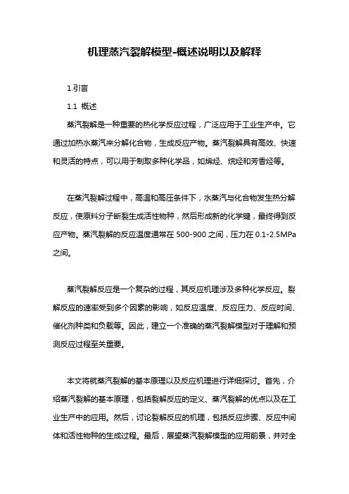 机理蒸汽裂解模型-概述说明以及解释