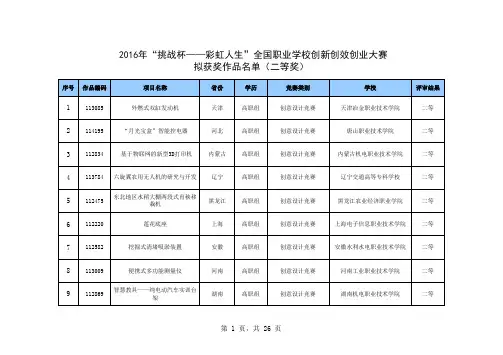 2016年挑战杯——彩虹人生全国职业学校创新创效创业大