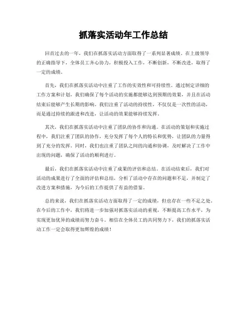 抓落实活动年工作总结