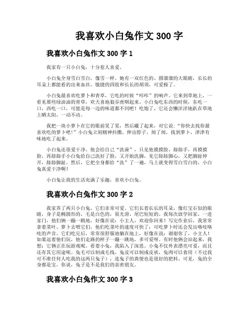 我喜欢小白兔作文300字