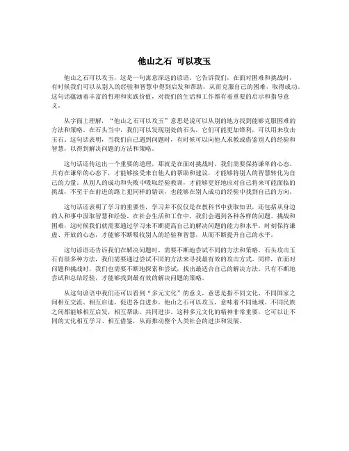 他山之石 可以攻玉