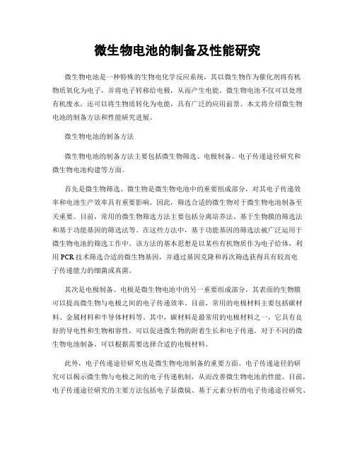 微生物电池的制备及性能研究
