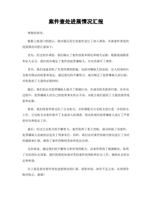 案件查处进展情况汇报