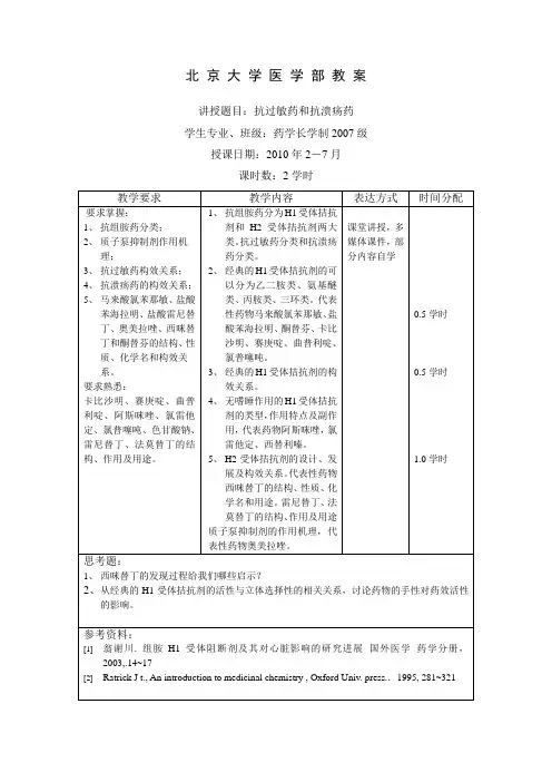 抗过敏和抗溃疡