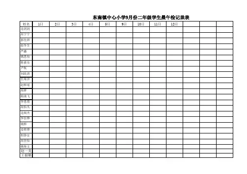 二年级晨午检记录表