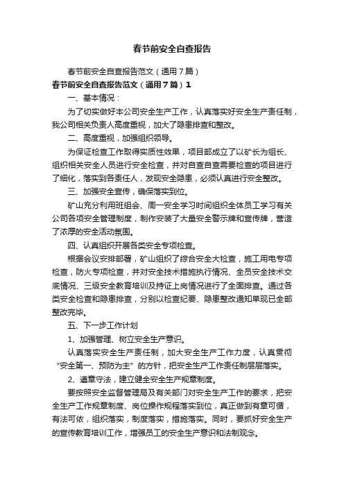 春节前安全自查报告