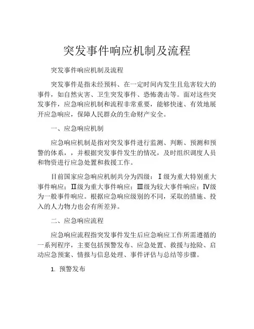 突发事件响应机制及流程