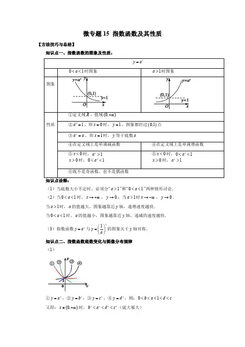 微专题15 指数函数及其性质(解析版)