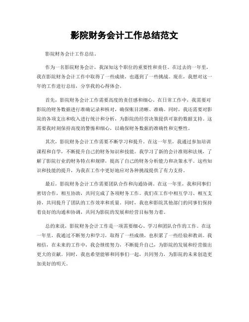影院财务会计工作总结范文