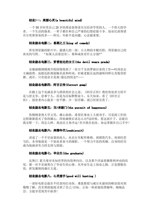 十大创业励志电影